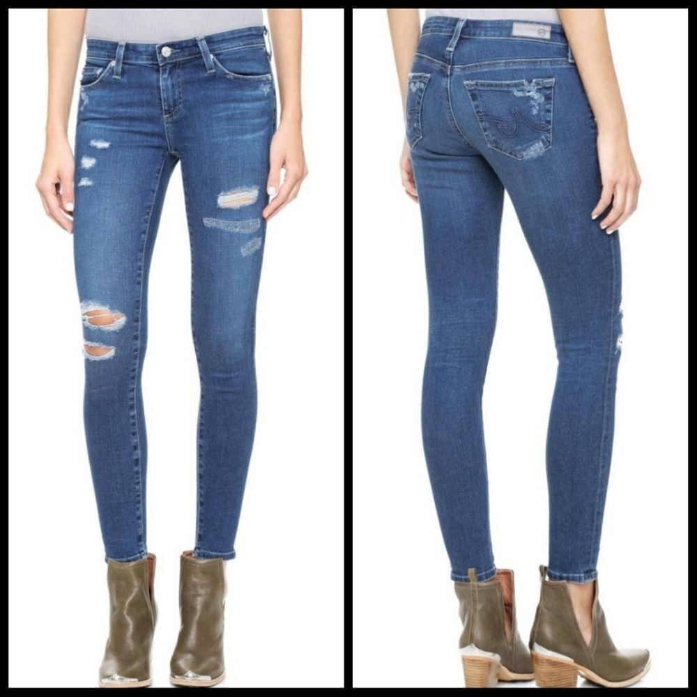 AG‎ jeans legging ankle 12 years restored destroyed blue 24